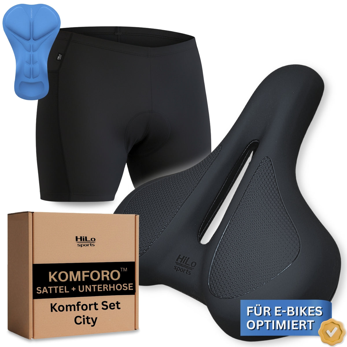 Komfort Set: Fahrrad Unterhose und Fahrradsattel für City Rad