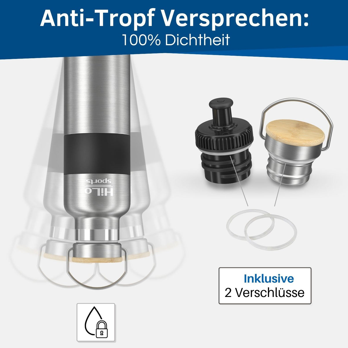 Auslaufsichere Edelstahl Fahrrad Trinkflasche.