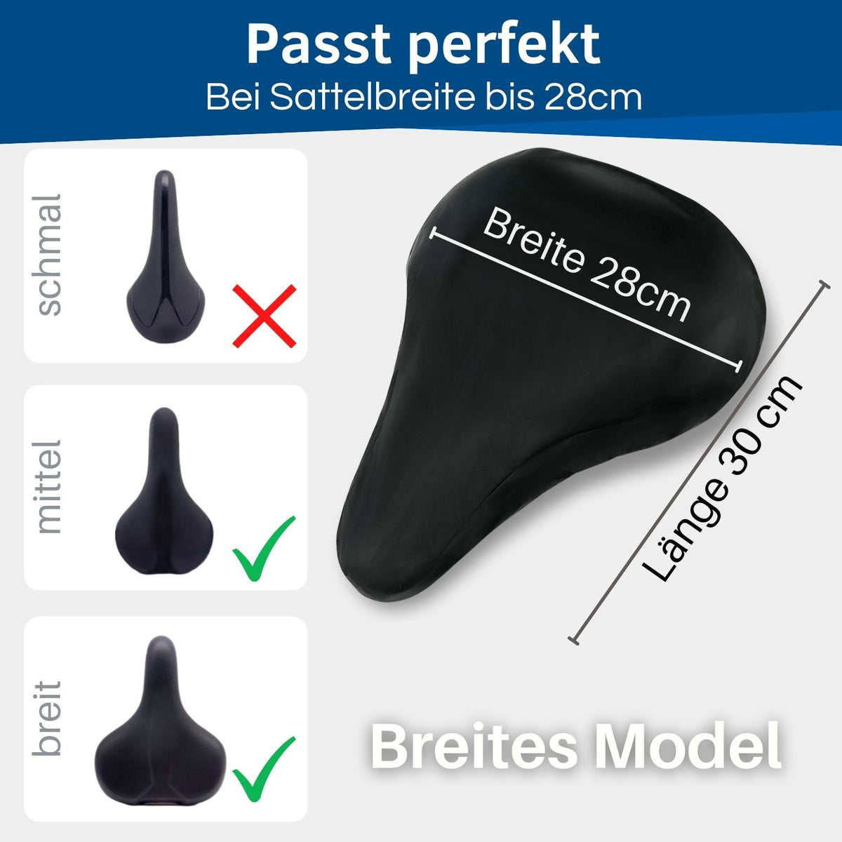 Fahrrad Sattel Bezug als breite Version.