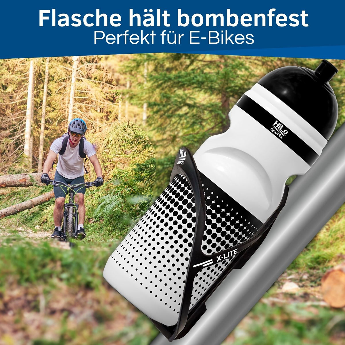Die Flasche hat einen festen Halt im Flaschenhalter.