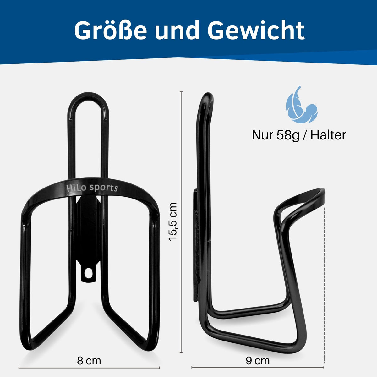 Die Flaschenhalter haben die perfekte größe für Fahrrad Trinkflaschen und sind sehr leicht.