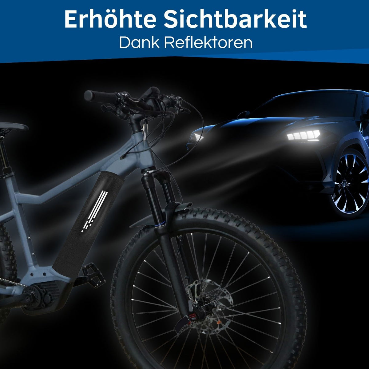 Neopren Akku Hülle mit leuchtenden Reflekotren.