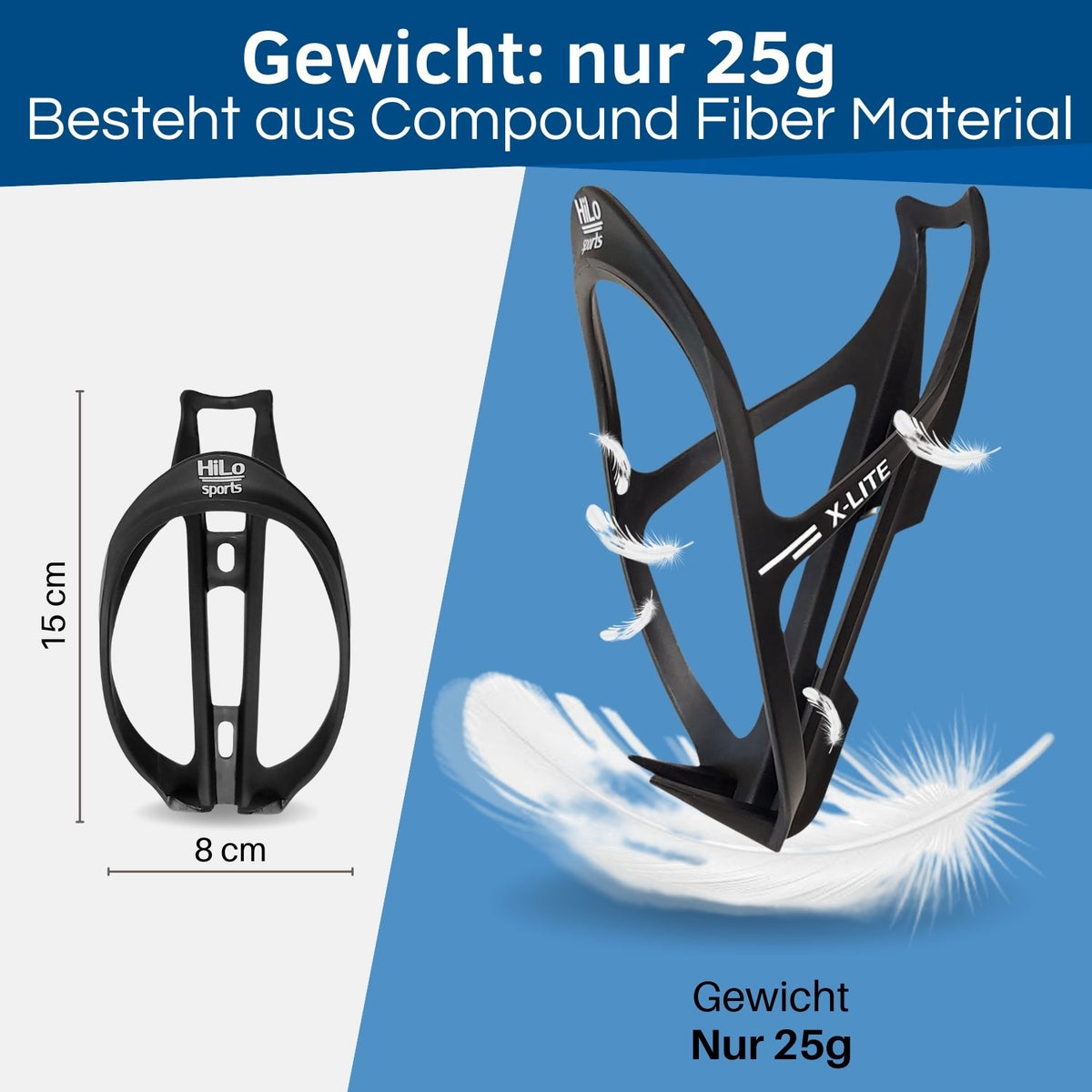 Die Fahrrad Halterung ist federleicht. Sie wiegt nur 25 Gramm.